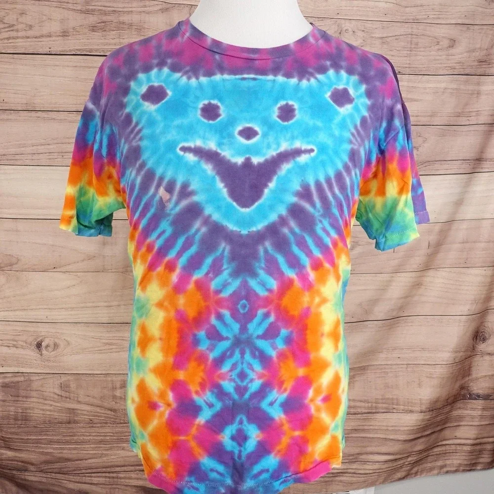 Vintage Grateful Dead Bear Face T-Shirt L Tie-Dye Made USA Single Stitch Tee - Picture 2 of 10